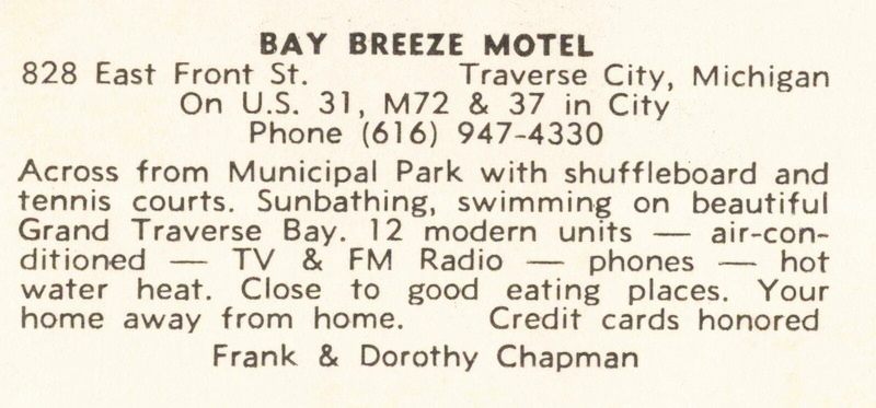 Bay Breeze Motel - Vintage Postcard (newer photo)